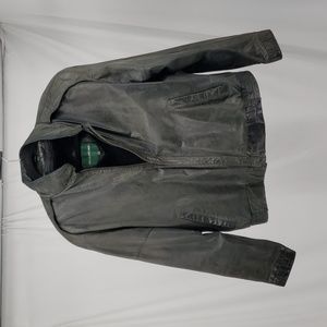 Hill & Archer Leather Dark Sage Bomber Leather Men's Jacket Size 42/Large